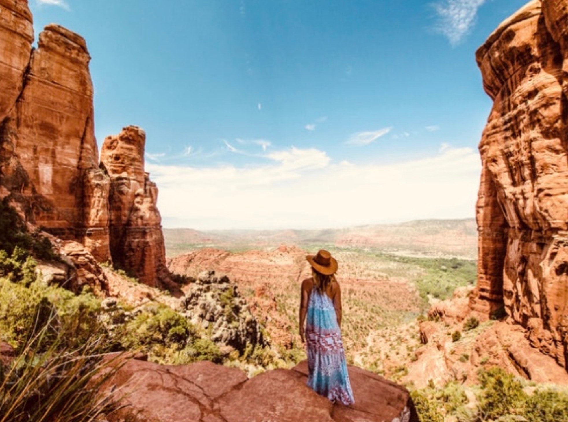 Bohemian dress at canyon overlook